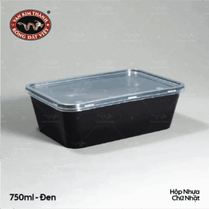 Hộp Nhựa Chữ Nhật TL 750ml - Đen