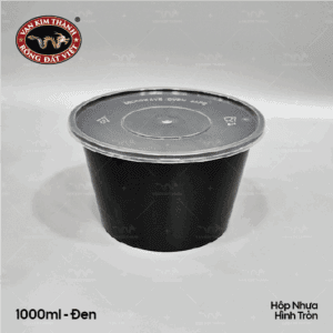 Hộp Nhựa Tròn 1000ml - Đen