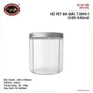 HŨ PET ĐA GIÁC T.1890-1 (Φ85-540ML)