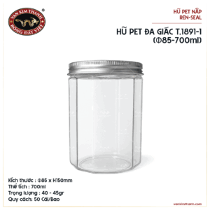 HŨ PET ĐA GIÁC T.1891-1 (Φ85-700ML)