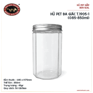 HŨ PET ĐA GIÁC T.1905-1 (Φ85-850ML)