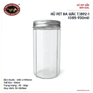HŨ PET ĐA GIÁC T.1892-1 (Φ85-930ML)