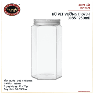 HŨ PET VUÔNG T.1873-1 (Φ85-1250ml)